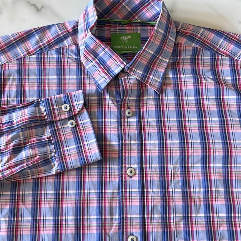 Forsyth of Canada Cotton Non Iron Button Down Long Sleeve Shirt Mens M